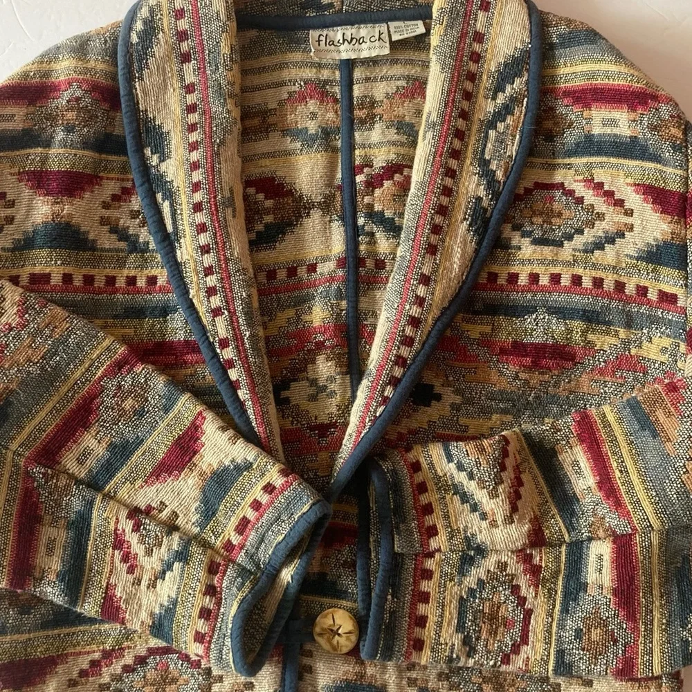 Flashback Women’s SZ L Blazer Southwestern design 100% cotton